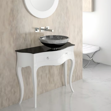 LEONARDO CANTO XL WHITE FLARE TECH BLACK - Floor-standing console sink with drawers by Glass Design - view 3